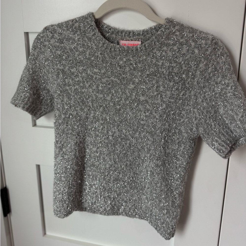 re:named Metallic Gray Knit Sweater size small